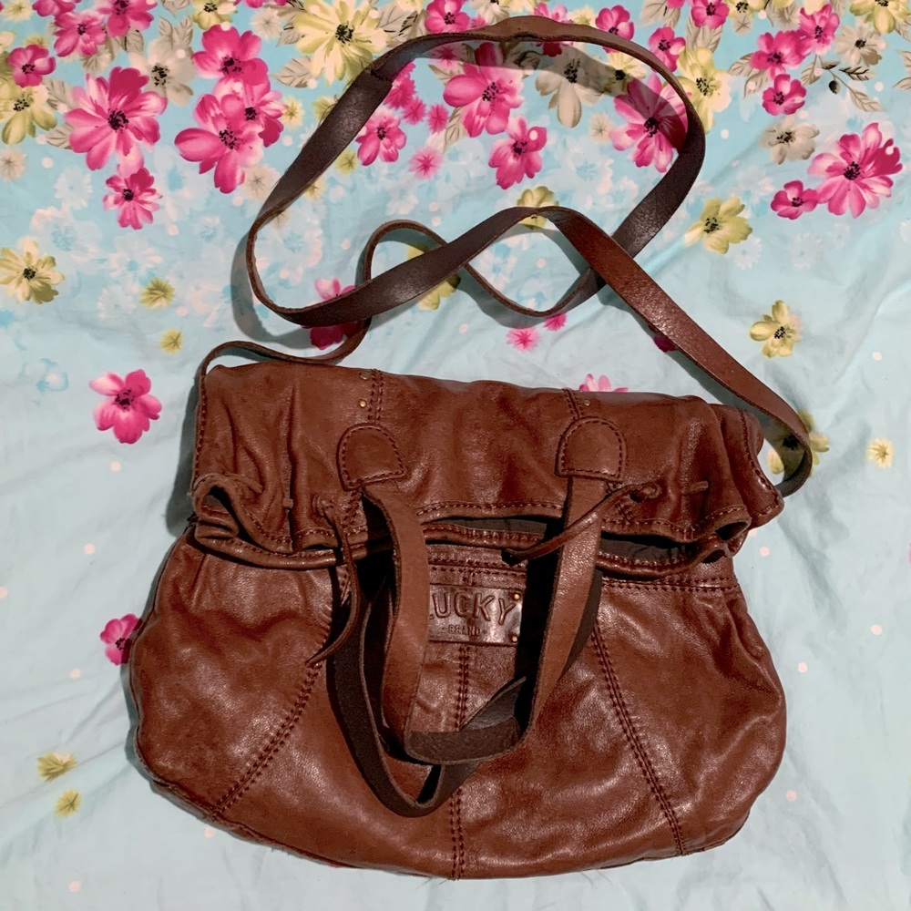 Lucky Brand leather fold over crossbody satchel